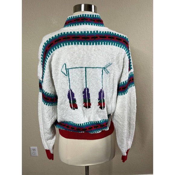 Vintage Felizzi Cardigan Sweater Size M Hand Loomed Southwest Aztec Buttons - Picture 7 of 16